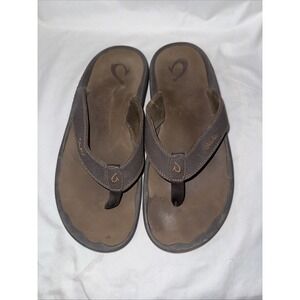 OluKai Ohana 10110A-4827 Dark Java Brown Men's‎ Size 12 Sandals Thong Flip Flops
